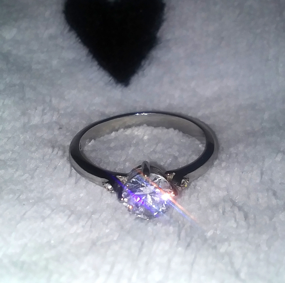 1 karat cubic zirconia stainless steel ring